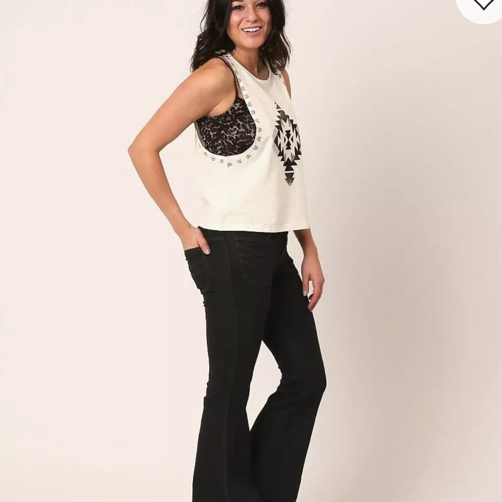 Free People Stella Extreme Flare Jeans Black Mid-Rise Stretch Boho - Picture 4 of 6